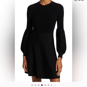 Theory Black Long-Sleeve Fit & Flare Dress
